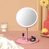 Espejo de maquillaje LED de escritorio transfronterizo con luz táctil regulable estilo ins espejo redondo portátil de escritorio para dormitorio
