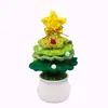 Enfeites de Árvore de Natal Crochê em Vaso, Venda Quente Transfronteiriça Flores Artificiais de Natal de Lã Feitas à Mão, Envio Imediato Atacado