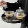 Taza de Nido de Pájaro de Vidrio con Tapa, Bol Transparente para Postre de Frutas, Bol para Agua con Azúcar, Juego de Tazones para Hongo Blanco, Taza de Sopa, Taza de Vidrio Giratoria