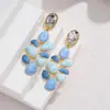 Estilo Ins Pendientes de Acero Inoxidable Esmalte de Color Contrastante Lujo Ligero Temperamento Sensación de Alta Gama Pendientes Largos Irregulares Colgantes Adornos para Orejas
