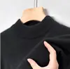 Suéteres de Lana de Gama Alta para Hombre Otoño e Invierno, Suéteres de Cachemir de Color Sólido con Cuello Redondo, Camisas de Punto para Capas Interiores, Suéteres Cálidos
