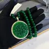 Nuevo Collar con Colgante Sencillo Esmeralda Estilo Chino, Cadena Larga Versátil de Suéter de Alta Gama, Colgante Sencillo Estilo Nacional