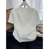 Camiseta Feminina Moderna Versátil de Manga Curta Cinza Escuro Espessa com Tecido Escovado, Adequada para Primavera, Verão, Outono e Inverno 2026