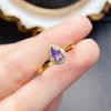 Anillo de Tanzanita Natural Popular al por Mayor de Fábrica Plata S925 Incrustado con Piedra Principal 4*6 Joyería de Lujo Venta Directa de Fábrica