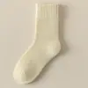 Calcetines de Lana para Mujer para Otoño e Invierno, Cálidos con Forro de Felpa, Resistentes al Frío, Engrosados, Color Sólido, de Caña Alta, Calcetines de Cachemir de Invierno