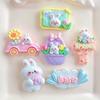 Cesta de flores, conejo, coche, excursión de primavera, conejito, accesorios de resina, funda de teléfono móvil DIY, horquilla, llavero, accesorios de almacenamiento de papelería
