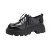Zapatos de Cuero con Cordones Estilo Británico para Mujer 2026 Nuevos de Primavera y Otoño Negros de Suela Gruesa Antideslizantes Versátiles Mocasines para Mujer