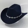 Sombreros Europeos para Hombres y Mujeres con Diamantes Cuadrados de Patrón de Agua, Cinturones Irregulares de Piedras Preciosas y Sombreros Personalizados para Bodas y Fiestas
