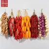 Espetos de Frutas e Vegetais Simulados Pimenta Vermelha Falsa Milho Alho Amendoim Decoração de Cordão Pendurado para Pátio de Fazenda Restaurante Props