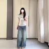 Camiseta de Manga Corta con Bordado de Lunares y Lazo Estilo High Street Americano para Mujer, Top de Verano Versión Coreana Ajustado Moderno
