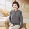 Nova Blusa de Tricô com Gola Redonda Estilo Primavera da Mamãe para Meia-Idade Primavera Outono Inverno Manga Longa Gola Redonda Suéter Versátil
