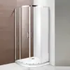 Box de Banho Tipo Ventilador de Arco, Divisória de Banheiro com Portas de Correr Duplas, Tela de Banheiro de Vidro Temperado, Box de Banho Simples