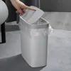 Cubo de Basura con Tapa para Uso Doméstico en Dormitorio y Baño, Adecuado para Espacios Estrechos, Puede Contener Cubos de Basura de Plástico, Papelera Simple y Moderna