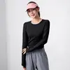 Top de Yoga de Primavera sin Costuras con Diseño Fruncido, Alta Elasticidad, Corte Ajustado, Cuello Redondo, Manga Larga, Top Deportivo de Secado Rápido para Mujer