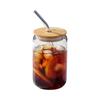 Una generación de latas de Coca-Cola de 16 oz para imprimir transfronterizas, vasos de vidrio con tapa de madera para el hogar y vasos con pajita.