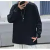 Camisa Básica Masculina de Cor Lisa Roupa de Casal Camiseta de Manga Longa Primavera e Outono Estilo Japonês Top Estiloso com Camiseta Gola Redonda Moletom