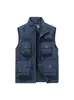 Chaleco deportivo casual de exterior para hombre para primavera y otoño, disponible en tallas grandes, con corte holgado, forro de malla y múltiples bolsillos para gran capacidad de almacenamiento