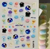 Adesivos de Arte de Unha Dopamina Candy Jelly Embossados 3D Coloridos Feijão Rosto Sorridente Adesivos de Unha Modelo Sl