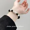 Plata de Ley S999 Pixiu Artístico de Nicho Moneda Obsidiana Negra Pulsera de Joyería Artesanal DIY C0070