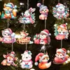 24 peças de enfeites de Natal de madeira feitos à mão, conjunto com ouriço fofo, panda, gato e ornamentos de alce
