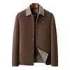 Abrigo de Lana Grueso con Forro de Terciopelo para Invierno, Chaqueta de Lana Casual de Moda para Hombre, Cuello Solapa, Abrigo de Lana Cálido de Alta Gama