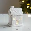 Decoración Navideña Estilo Escandinavo Casa Luminosa de Cerámica Adornos de Escritorio Adornos de Escena Festiva Regalos de Navidad