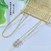 Cadena fina exquisito pequeño colgante collar cuerda ajustable tejido a mano ágata dorada jade colgante cuerda colgante venta al por mayor