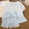 Ropa de casa estilo princesa talla grande con sujetador incorporado, pijama de cuello en V con ribete de encaje para mujer, se puede usar en el exterior, hermanas de talla grande