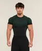 Camiseta Gymshark/Onyx5 Transpirable Elástica Cuello Redondo Manga Corta Ajustada Ropa de Entrenamiento Secado Rápido Absorción de Humedad Transfronterizo