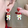 Pendientes Festivos Rojos de Año Nuevo para Mujer Pendientes de Temperamento de Alta Gama Nuevos Pendientes Calientes de Otoño e Invierno Pendientes de Boda de Año Nuevo