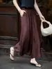Paso a paso, pantalones de cubitos de hielo, sensación de textura patrón roto Pantalones de pierna ancha de acetato de Baidai / Pantalones culotte elegantes