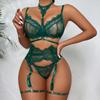 Europa y Estados Unidos transfronterizo sexy ultra delgado encaje cuello seis piezas lencería aro de acero superior perspectiva conjunto de sujetador estilo popular de Internet