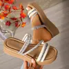 Zapatos de Verano para Mujer con Pedrería, Sandalias de Dos Vías de Moda, Pantuflas de Mujer para Verano, Calzado para Exteriores, Sandalias de Suela Gruesa