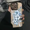 Funda Plateada con Diseño Floral Azul y Blanco Transfronteriza Adecuada para Funda de Teléfono Apple 17/16/15Pro 14Promax13/12/11X