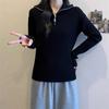 Tricô com Gola Alta Meia e Zíper Tricô para Mulheres Outono e Inverno 2025 Novo Design Peça de Roupa Externa Solta Estilo Base Top