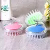 Escova de shampoo de silicone transparente massageador de couro cabeludo escova de limpeza de shampoo redonda grande dente curto massageador pente de silicone atacado