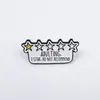 Broche Geométrico Criativo Fundo Preto Texto Branco Personalidade Esmalte Liga Combinado de Insígnia com Frase em Inglês Acessório de Fixação para Roupas