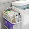 Caixa de Papel Higiênico de Banheiro Montada na Parede Sem Furos Cesta de Armazenamento Suporte de Armazenamento de Papel Higiênico para Banheiro