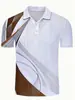 Camisa Polo Masculina Golf Confortável Verão Curva Estampa 3D Gola Manga Curta Botão Respirável Top