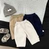 Pantalones para niños y niñas con forro polar, nuevo estilo de invierno, forro polar integrado para niños pequeños, pantalones casuales cálidos gruesos bordados para bebé
