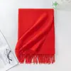 Bufanda de Color Sólido de Cachemira Sintética Nueva para Otoño e Invierno 2025 para Mujer, Chal de Borlas de Invierno con Estilo Coreano