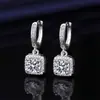 Amazon Transfronterizo Transmisión en Vivo Más Vendido Bolso Cuadrado de Princesa Pendientes de Imitación de Moissanita de Un Quilate para Mujer Clips para Orejas y Colgantes de Zirconia