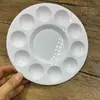 Paleta de porcelana de imitación Taiji espesa de dos agujeros, placa de tinta de pintura artística plástica transparente de tres rejillas con flor de ciruelo, paleta de pintura tradicional china