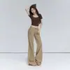Jeans boca de sino feminino 2 cores Outono 2026, cintura baixa, estilo retro americano, hot girl, corte slim, com caimento, modelador, versátil