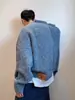 Nueva colección otoño/invierno 2024: Suéter de punto casual y de corte relajado, estilo retro americano, de cuello en V, prenda exterior de color liso para hombre
