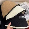 Sombrero de pescador de lana cálida tejido con costuras de felpa, estilo japonés para estudiantes, circunferencia de cabeza grande temprana, otoño e invierno, sombrero versátil para mujer