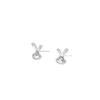 Aretes de Conejito Adorable Bizco de Aguja de Plata S925 Versión Coreana para Mujer, Simples, Compactos, Dulces Aretes de Conejito, Aretes Elegantes, Modernos