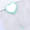 Nuevo Espejo de Maquillaje de Mano con Forma de Corazón Espejo de Corazón Creativo DIY con Perlas Espejo de Maquillaje de Plástico Portátil de una Cara Venta al por Mayor