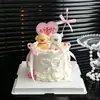 Decoración para pastel del Día de San Valentín Chino, adorno de cachorro tierno sentado de goma suave, tarjeta insertable en forma de corazón 'Feliz Día de San Valentín'