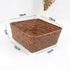 Caja de almacenamiento de escritorio tejida con algas marinas para artículos de tocador y productos para el cuidado de la piel, cesta organizadora para mesa de centro, control remoto y almacenamiento de llaves